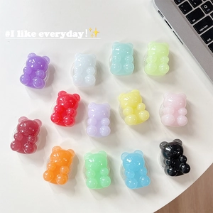 3D Gummy Bear Phone Grip Expandable Airbag Bracket Semi Transparent Jelly Resin Cartoon Folding Stand For Smartphone