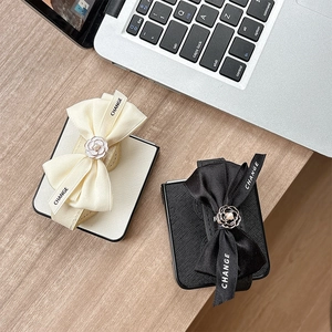 Foldable phone case with silk bow and camellia flower for Samsung Z Flip series