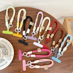 Thick colorful braided phone wrist straps with metal rings and hand made tags