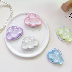 Sparkly glitter cloud phone grip set in pastel pink, blue, purple, white, and green colors