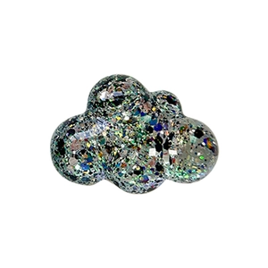 Cloud shape phone grip with colorful sequins and laser glitter on white background
