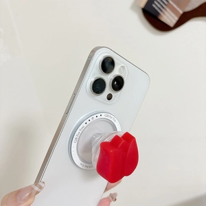 Rote Tulpe MagSafe Handyhalterung mit Aufdruck Gift For You auf weißer Basis