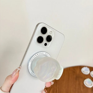 White translucent 3D embossed phone grip stand with 666 and Gift For You text on iPhone