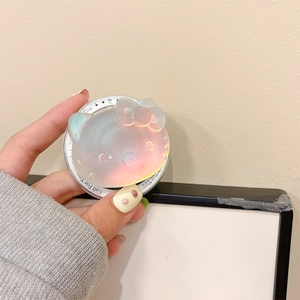 Detail of a laser rainbow cat-shaped folding phone grip with gift-style base design