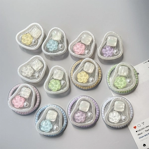 Colorful resin bead phone sockets with floral accents and cloud frames in multiple pastel hues