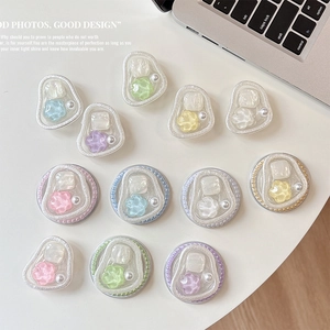 Magnetic Phone Airbag Holder With Stereo Flower Faux Artificial Pearl Resin Shell Texture Korean Style Cute Expansion Bracket Grip Tok