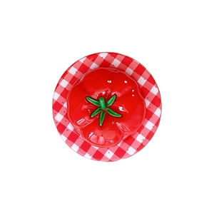 Magnetic 3D tomato phone socket stand with red and white checkered base plate