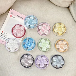 3D pearlescent flower magnetic phone grips in assorted pastel colors for MagSafe