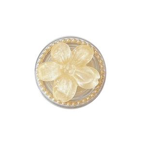 Magnetic flower phone grip with champagne pearls and golden glitter resin for MagSafe