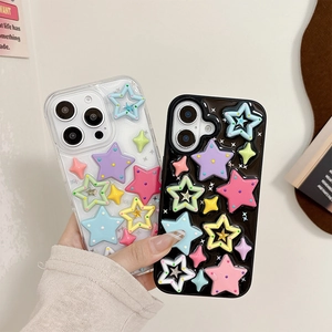 3D colorful stars protective phone case for iPhone 16 Pro Max shown in hand