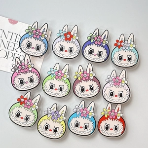 Acrylic Phone Socket Grip Cartoon Rabbit Monster Design With Flower Expandable Airbag Desktop Stand For Smartphones