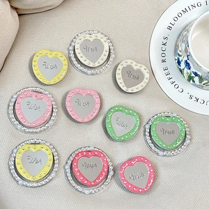 Heart Shaped Phone Grip Stand Acrylic Mirror Rhinestone Faux Artificial Pearl Magnetic Griptok Ins Style Luxury Decorative For Women