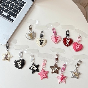 Porte-clés cœur et étoile pour coques de téléphone avec clips et joints en PVC