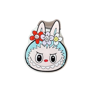 Cartoon rabbit phone socket stand with colorful sunflowers and light blue acrylic finish