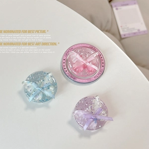 Glitter butterfly phone grip holder set in pink blue and purple resin with silk bows