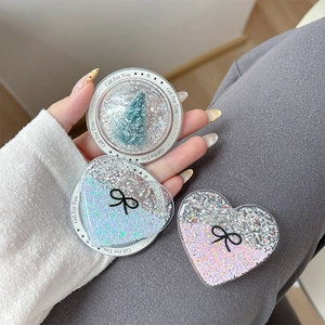 Magnetic heart and Christmas tree phone socket stand with colorful glitter and sequins