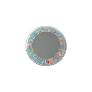 Colorful glitter liquid quicksand phone grip mirror stand with blue sparkling sequins