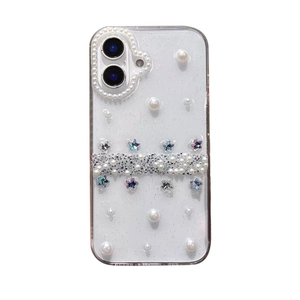 Glitter transparent iPhone case with pearls and stars sequins for a luxury look