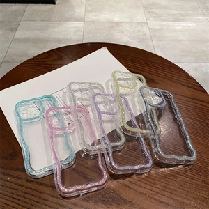 Glitter Wave Edge Phone Case Transparent Sparkle Soft TPU Shockproof Protective Cover For iPhone Chic Shimmer