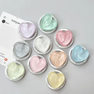 Magnetic glitter heart phone socket grip set in 10 pastel colors with pearlescent finish