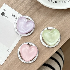 Magnetic glitter heart phone socket stand in pastel purple green and pink set