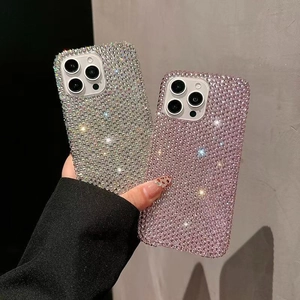 Luxury Full Rhinestone Phone Case Shiny Sparkling Acrylic Hard Cover For Women Fashion Trendy Shockproof Protection