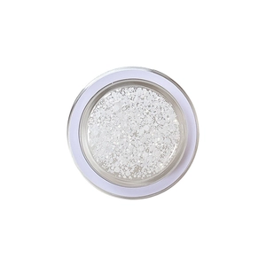 Circular phone grip with sparkling white sequins and glitter in a transparent case