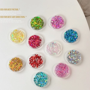 Colorful butterfly sequin phone grip set with 11 round glitter expanding pop sockets