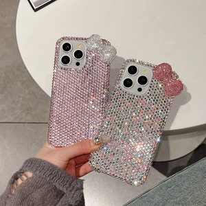 Luxury glitter rhinestone bow iPhone case for women with sparkling crystal decoration