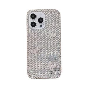 Luxury rhinestone butterfly phone case for iPhone Pro Max with full crystal sparkle