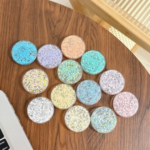 Support de téléphone rond à paillettes en 13 couleurs pastel sur bois