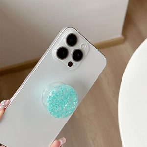 Support de téléphone rond à paillettes vert menthe extensible pour smartphones