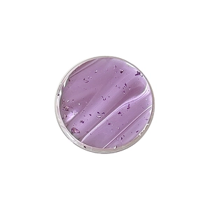 Round collapsible cell phone grip holder with shiny silver foil and purple sequins