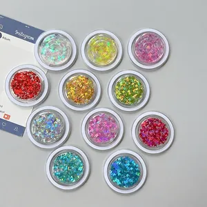 Colorful butterfly glitter sequins in 11 storage jars for DIY nail art and decoration