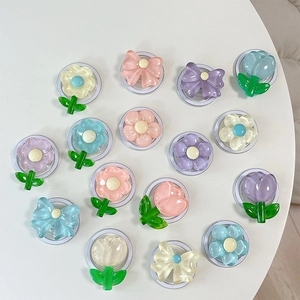 Support de téléphone rétractable en résine avec motifs de fleurs et de nœuds