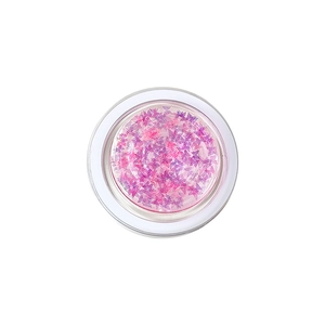 Sparkling pink and purple butterfly glitter sequins in a round portable container