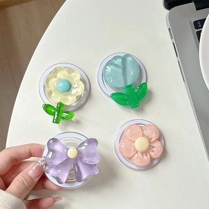 Supports pliables pour téléphone avec fleurs et nœuds en résine transparente sur bureau