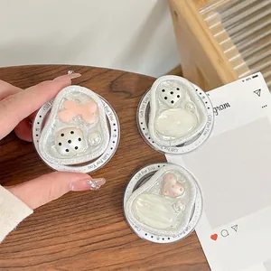 Magnetic cell phone socket grip set with cream pearls and elegant bow designs