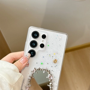 Glittering star case for Samsung S23 Ultra with mirror and gemstone decorations