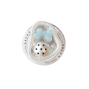 Magnetic bow phone socket with pearl resin base and light blue ribbon ornament