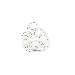 Cute My Melody silver rabbit phone grip socket with reflective metallic mirror finish
