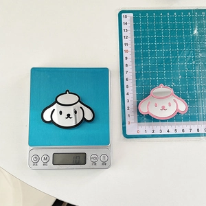 Vue détaillée du support miroir chien dessin animé, largeur 6 cm et poids 10,1 g