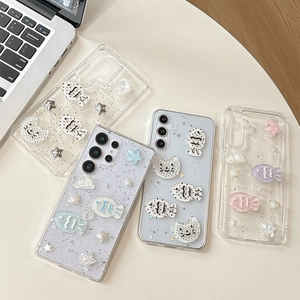Sparkly clear case for Samsung S25 Ultra featuring 3D fish and star charms
