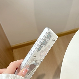 Détail de coque papillon avec support anneau en forme de cœur à strass pour Samsung Galaxy
