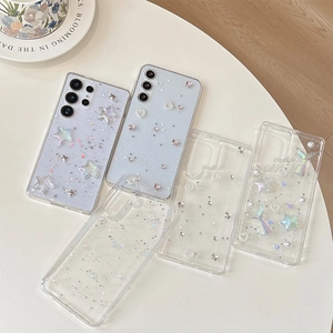 Phone Case TPU Rhinestone Bow 3D Mermaid Tail Star Glitter Artificial Pearl Heart Shockproof Luxury Stylish Accessory