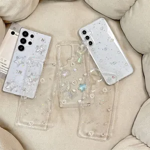 Luxury glitter phone case with pearls and mermaid tail decor for Samsung S25 Ultra