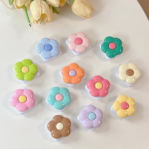 Cute floral phone socket grip in various pastel colors with a foldable stand mirror