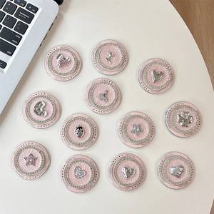 Pink heart and star phone grip stand with glitter rhinestones for stylish phone decoration
