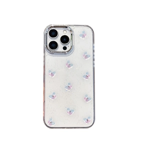 Coque iPhone à paillettes avec papillons 3D colorés pour série 16 15 14 Pro Max