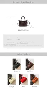 Tableau des tailles et options de couleurs pour le sac seau en PU à texture tissée